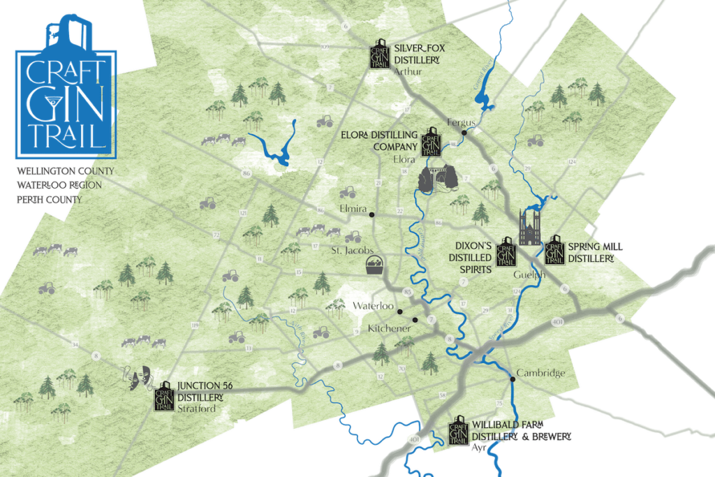 Map of the Craft Gin Trail